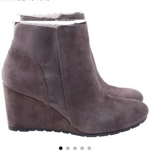 Clarks grey suede wedge boots. 8.5